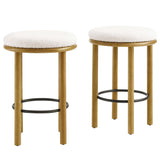 Fable Oak/Ivory Boucle Fabric Counter Stools (Set of 2) - Ornate Home