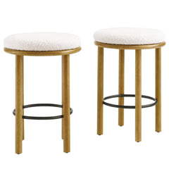 Fable Oak/Ivory Boucle Fabric Counter Stools (Set of 2) - Ornate Home
