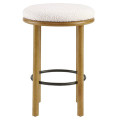 Fable Oak/Ivory Boucle Fabric Counter Stools (Set of 2) - Ornate Home