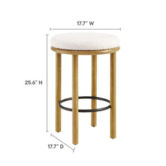 Fable Oak/Ivory Boucle Fabric Counter Stools (Set of 2) - Ornate Home