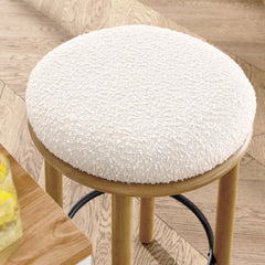 Fable Oak/Ivory Boucle Fabric Counter Stools (Set of 2) - Ornate Home