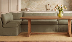 Fable Olive 125.5 in L-Shape Slipcover Dining Banquette - Ornate Home