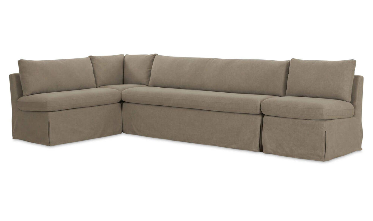 Fable Olive 125.5 in L-Shape Slipcover Dining Banquette - Ornate Home