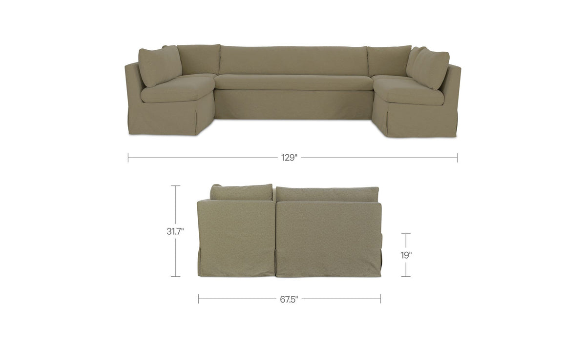 Fable Olive 129 in U-Shape Slipcover Dining Banquette - Ornate Home