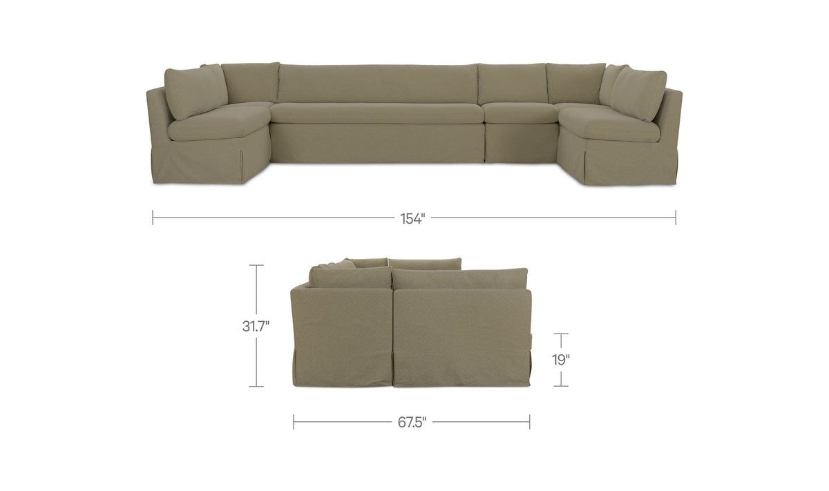 Fable Olive 154 in U-Shape Slipcover Dining Banquette - Ornate Home