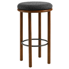 Fable Walnut/Charcoal Boucle Fabric Bar Stools (Set of 2) - Ornate Home
