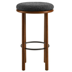 Fable Walnut/Charcoal Boucle Fabric Bar Stools (Set of 2) - Ornate Home
