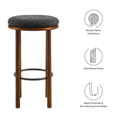 Fable Walnut/Charcoal Boucle Fabric Bar Stools (Set of 2) - Ornate Home