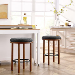 Fable Walnut/Charcoal Boucle Fabric Counter Stools (Set of 2) - Ornate Home