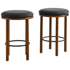 Fable Walnut/Charcoal Boucle Fabric Counter Stools (Set of 2) - Ornate Home