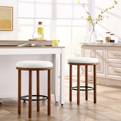 Fable Walnut/Ivory Boucle Fabric Counter Stools (Set of 2) - Ornate Home