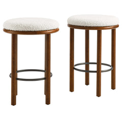 Fable Walnut/Ivory Boucle Fabric Counter Stools (Set of 2) - Ornate Home