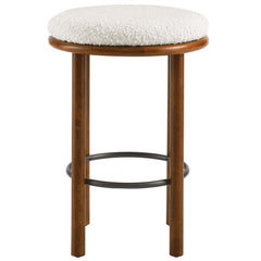 Fable Walnut/Ivory Boucle Fabric Counter Stools (Set of 2) - Ornate Home