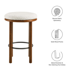 Fable Walnut/Ivory Boucle Fabric Counter Stools (Set of 2) - Ornate Home