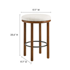 Fable Walnut/Ivory Boucle Fabric Counter Stools (Set of 2) - Ornate Home