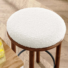 Fable Walnut/Ivory Boucle Fabric Counter Stools (Set of 2) - Ornate Home