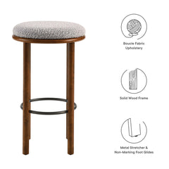 Fable Walnut/Taupe Boucle Fabric Bar Stools (Set of 2) - Ornate Home