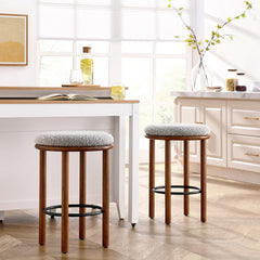 Fable Walnut/Taupe Boucle Fabric Counter Stools (Set of 2) - Ornate Home