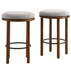 Fable Walnut/Taupe Boucle Fabric Counter Stools (Set of 2) - Ornate Home