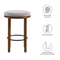 Fable Walnut/Taupe Boucle Fabric Counter Stools (Set of 2) - Ornate Home