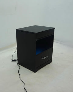 Fabre Black Ash 1-drawer Extendable Top Nightstand Bedside Table - Ornate Home