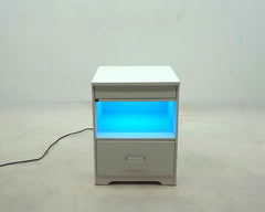 Fabre White High Gloss 1-drawer Extendable Top Nightstand Bedside Table - Ornate Home