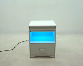 Fabre White High Gloss 1-drawer Extendable Top Nightstand Bedside Table - Ornate Home