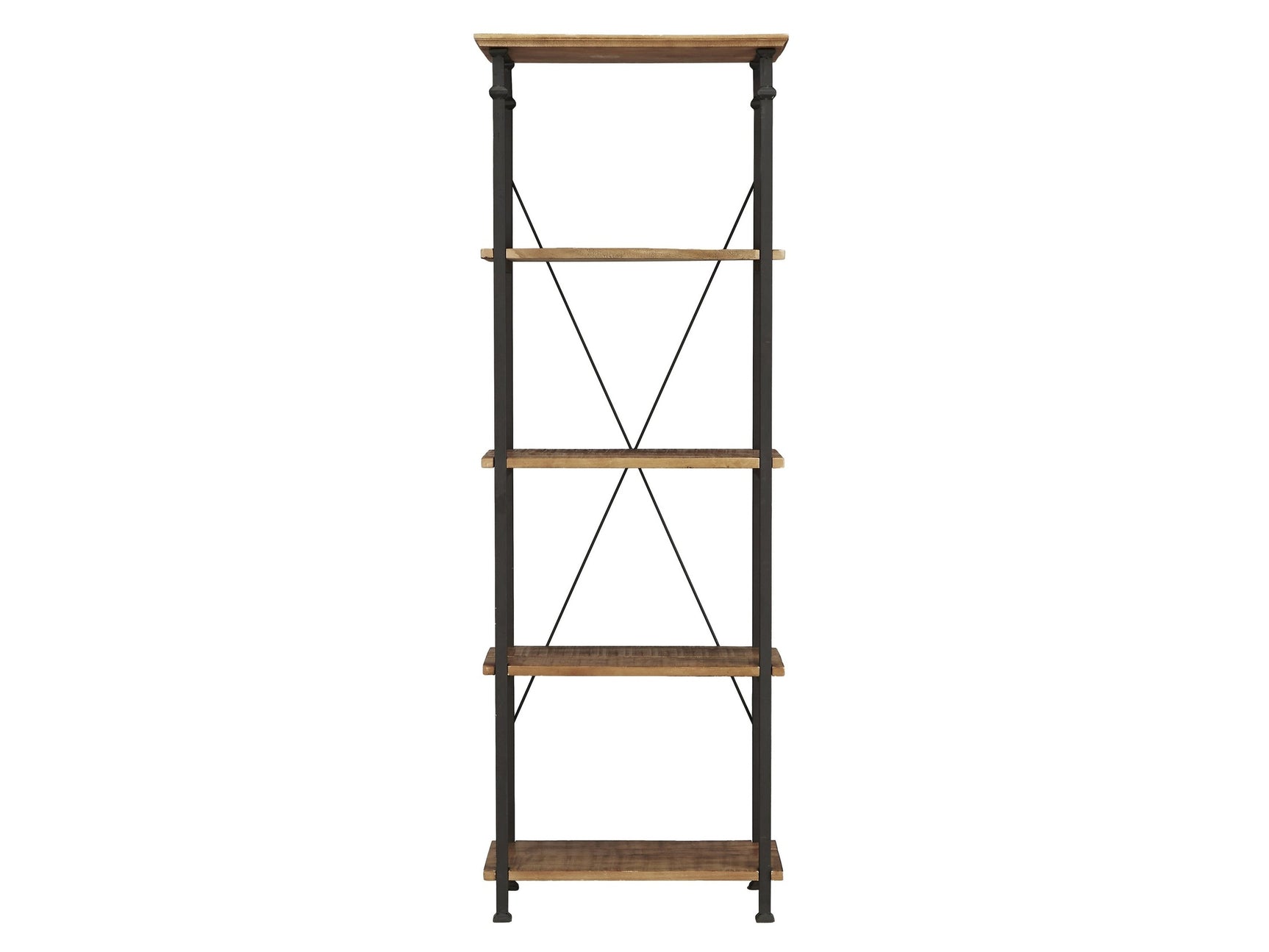 Factory Brown/Black Metal Bookcase - Ornate Home