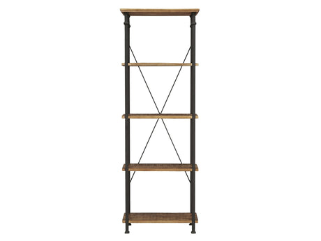 Factory Brown/Black Metal Bookcase - Ornate Home