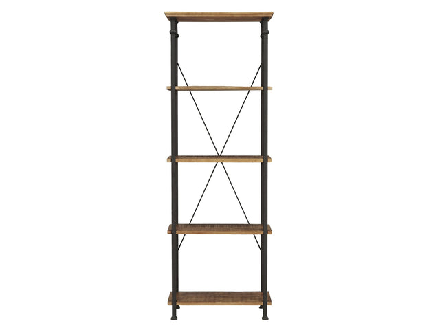 Factory Brown/Black Metal Bookcase - Ornate Home