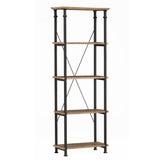 Factory Brown/Black Metal Bookcase - Ornate Home