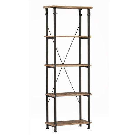 Factory Brown/Black Metal Bookcase - Ornate Home