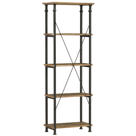 Factory Brown/Black Metal Bookcase - Ornate Home