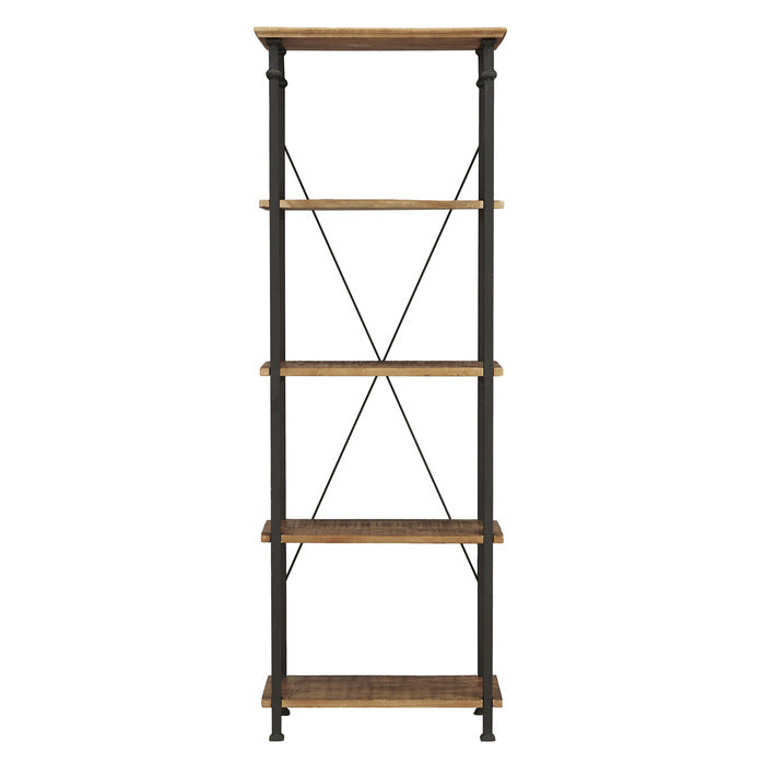Factory Brown/Black Metal Bookcase - Ornate Home