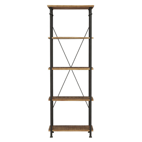 Factory Brown/Black Metal Bookcase - Ornate Home
