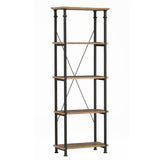 Factory Brown/Black Metal Bookcase - Ornate Home