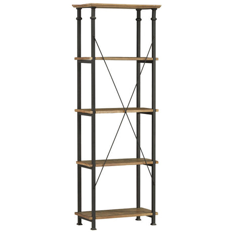 Factory Brown/Black Metal Bookcase - Ornate Home