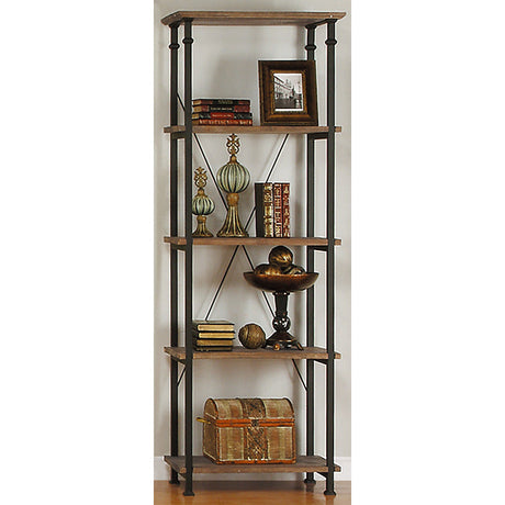 Factory Brown/Black Metal Bookcase - Ornate Home
