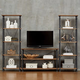 Factory Brown/Black Metal Bookcase - Ornate Home