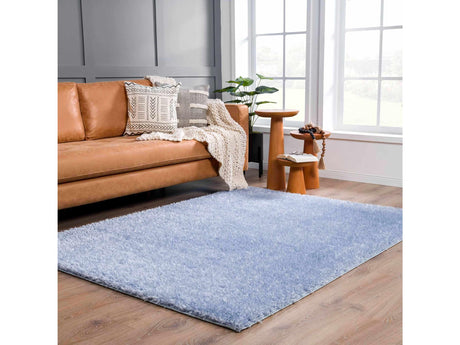 Faina Solid Aqua Shag Washable Area Rug - Clearance - Ornate Home