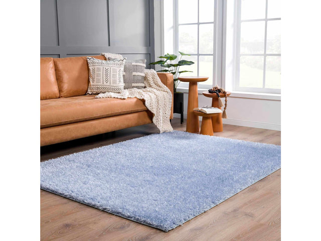Faina Solid Aqua Shag Washable Area Rug - Clearance - Ornate Home