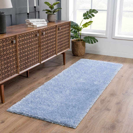 Faina Solid Aqua Shag Washable Area Rug - Clearance - Ornate Home