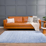 Faina Solid Aqua Shag Washable Area Rug - Clearance - Ornate Home