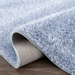 Faina Solid Aqua Shag Washable Area Rug - Clearance - Ornate Home