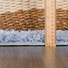 Faina Solid Aqua Shag Washable Area Rug - Clearance - Ornate Home