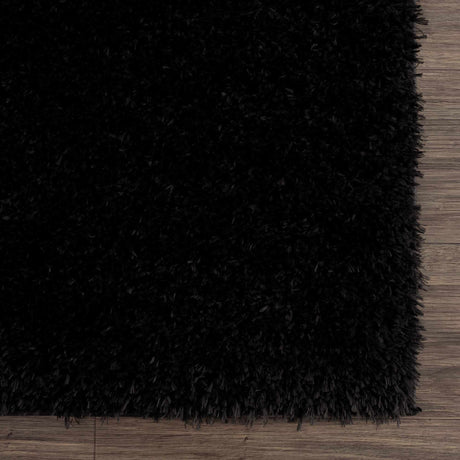Faina Solid Black Shag Rug Washable - Ornate Home