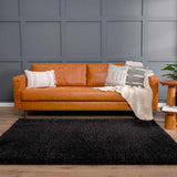 Faina Solid Black Shag Washable Area Rug - Clearance - Ornate Home