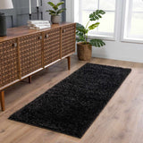 Faina Solid Black Shag Washable Area Rug - Clearance - Ornate Home