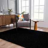 Faina Solid Black Shag Washable Area Rug - Clearance - Ornate Home