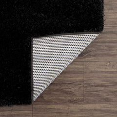 Faina Solid Black Shag Washable Area Rug - Clearance - Ornate Home
